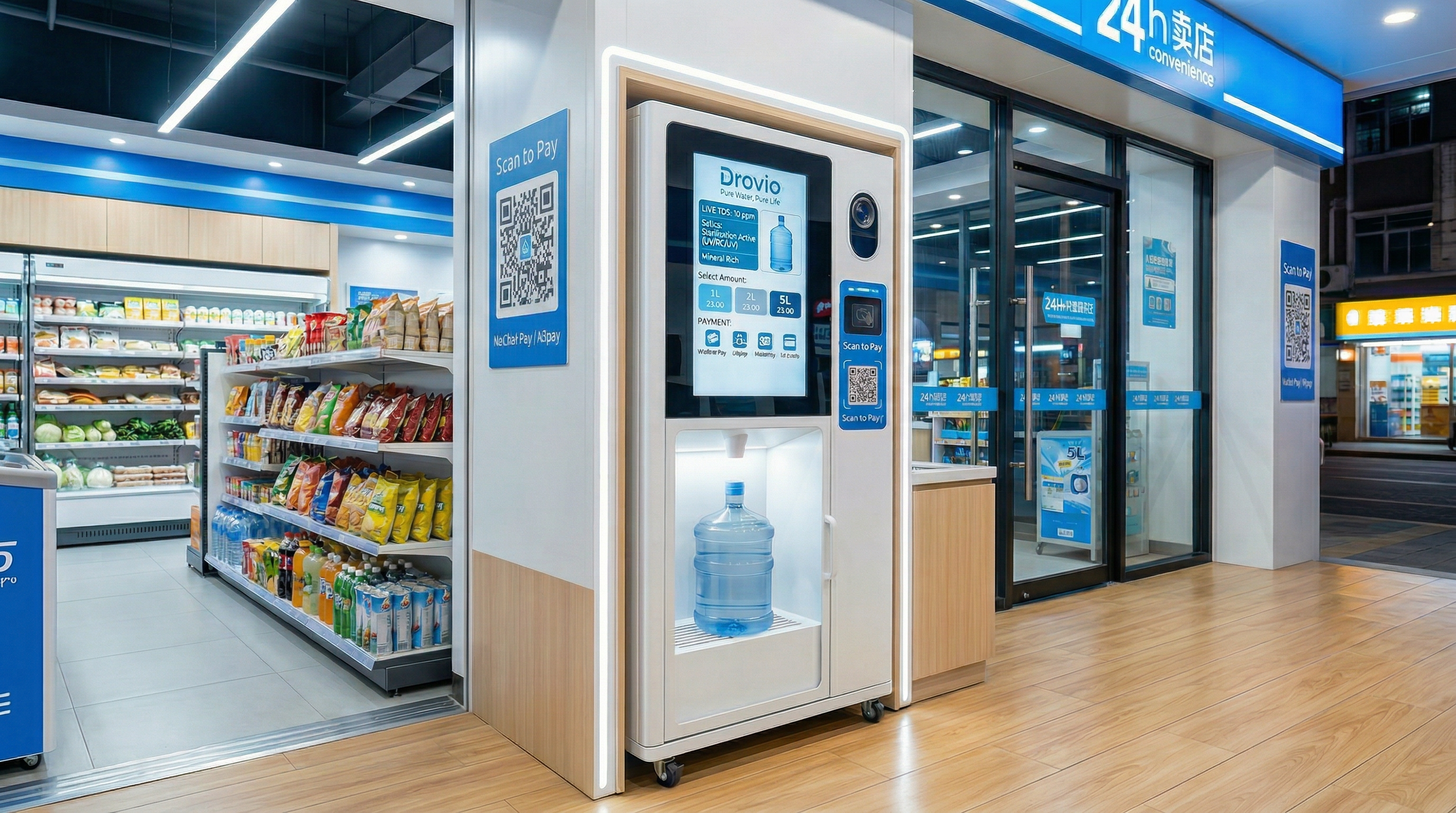 Drovio kiosk in a 24-hour convenience store